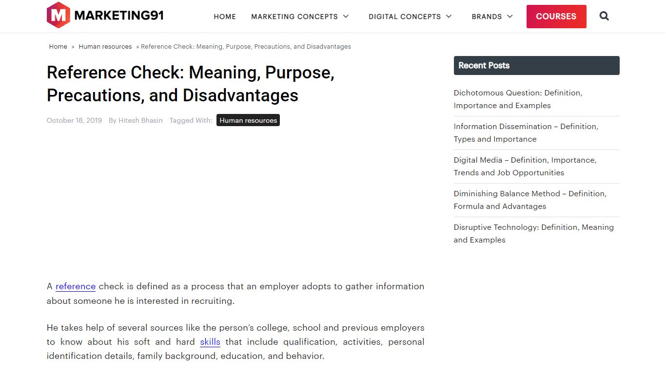 Reference Check: Meaning, Purpose, Precautions, and Disadvantages